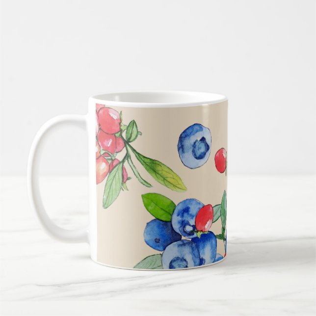 Mug Goji, bleuet : aquarelle motif. (Gauche)