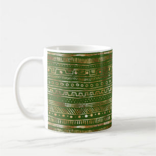Mug Gold Abstract Design Deep Hunter Green Pretty