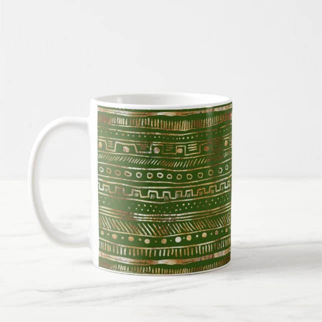 Mug Gold Abstract Design Deep Hunter Green Pretty (Gauche)