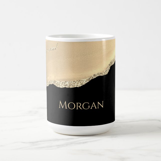 Mug Gold Agate & Parties scintillant, Gold Name sur Bl (Centre)