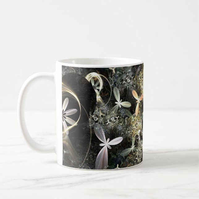 Mug Gold and Silver Flowers Fractal (Gauche)
