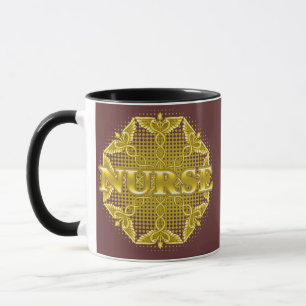 Mug Gold Caduceus Star Nurse