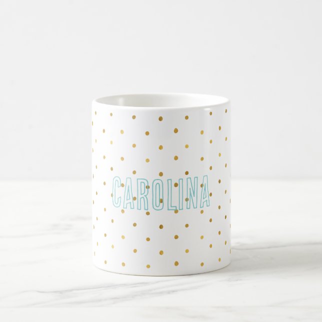 Mug Gold Confetti Dots Nom de la monnaie (Centre)