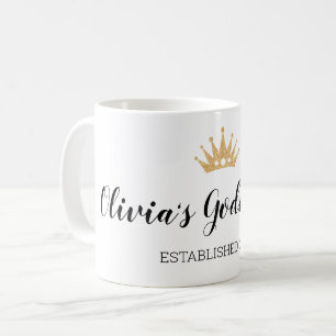 Mug Gold Crown Etablissez l'année du Christening Godmè