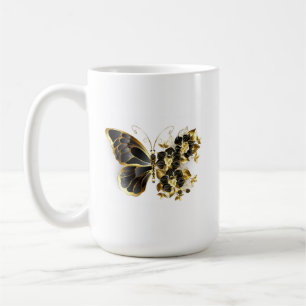 Mug Gold flower Butterfly with Black Orchid