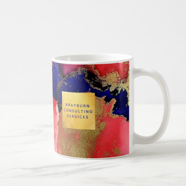Mug Gold Foil Texte personnalisé Bleu Rouge Abstrait (Droite)