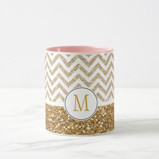 Mug Gold Glam Faux Parties scintillant Chevron (Centre)