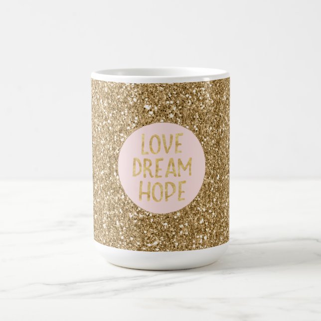 Mug Gold Glam Parties scintillant Love Dream Hope (Centre)