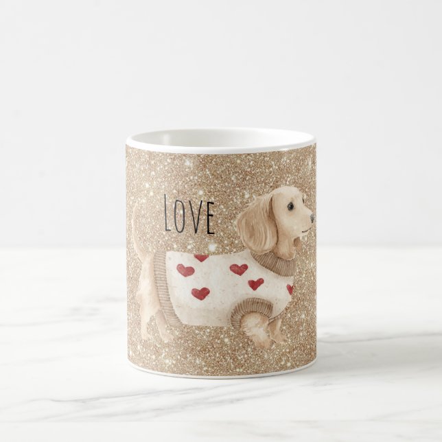 Mug Gold Glitter Dog Hearts Sweater (Centre)