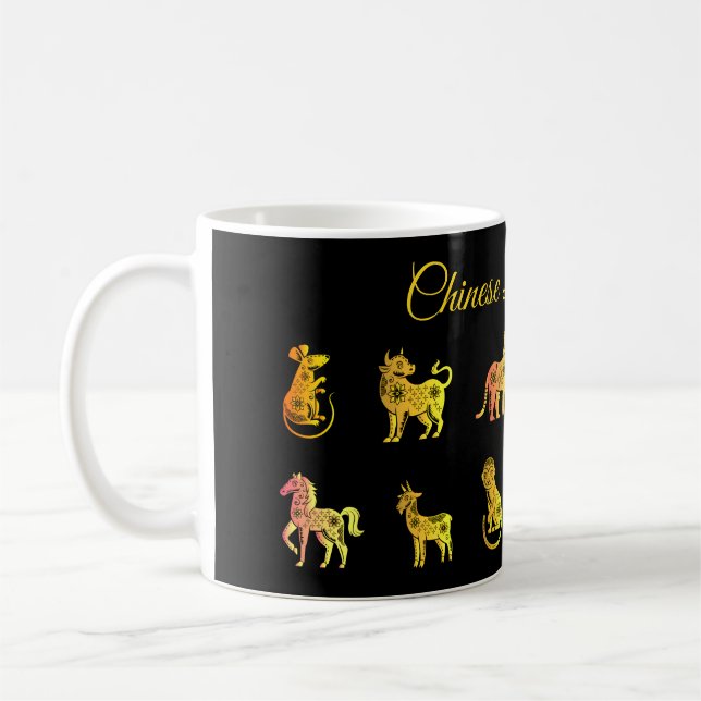 Mug Gold Gradient chinois Zodiac Animal Noir (Gauche)