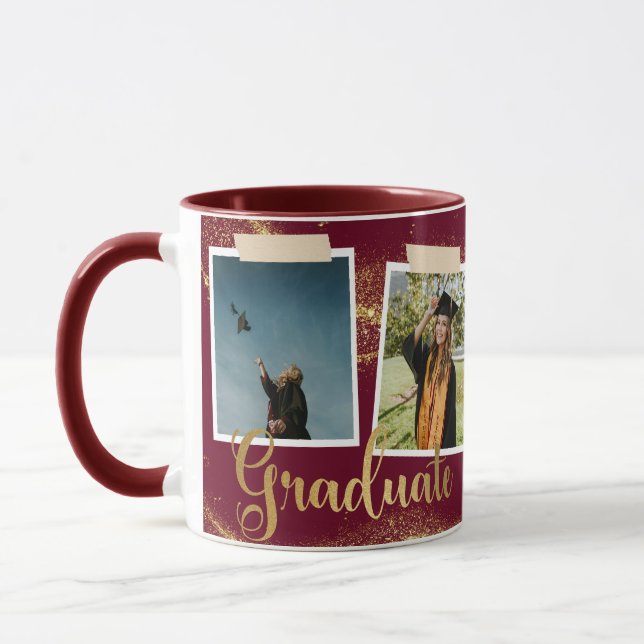 Mug Gold Graduate Photo Nom Maroon Graduation (Gauche)