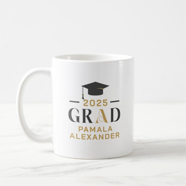Mug Gold Grey Grad Party Retro Typographie (Gauche)