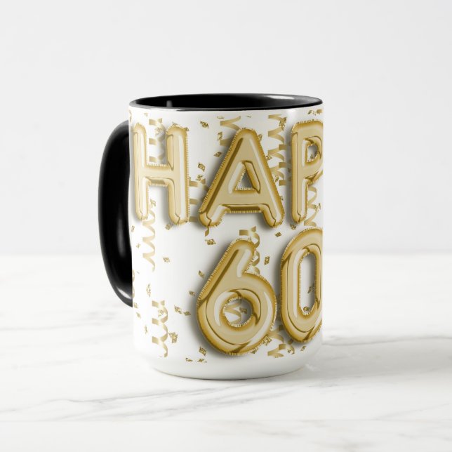 Mug Gold Happy 60e anniversaire (Devant gauche)