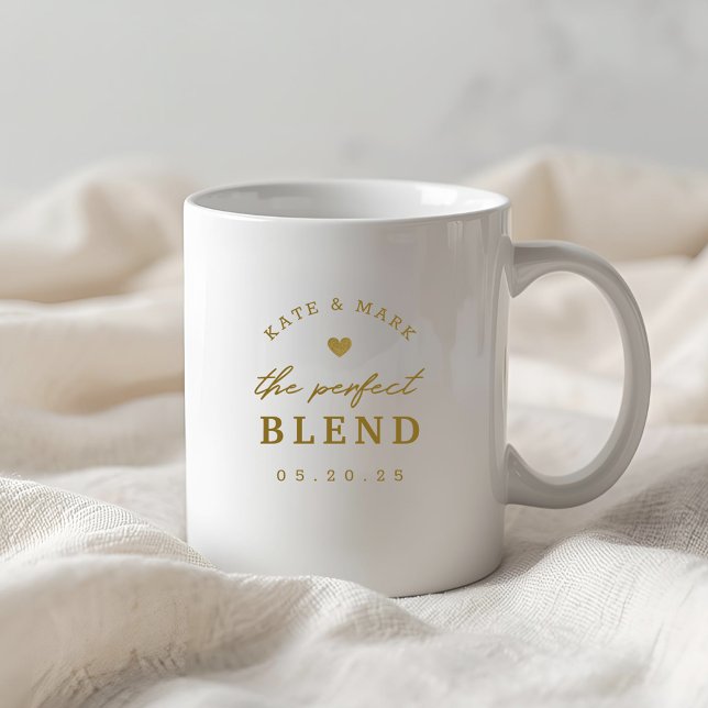 Mug Gold Heart Le Mélange Parfait Mariage Nouveau Cade (Créateur téléchargé)