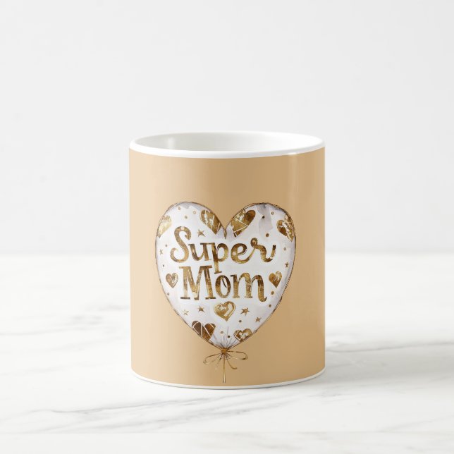 Mug Gold Hearts Balloon Super Mom (mother's day)    (Centre)