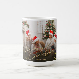Mug Gold Joyeux Noël Famille Photo carte de vacances