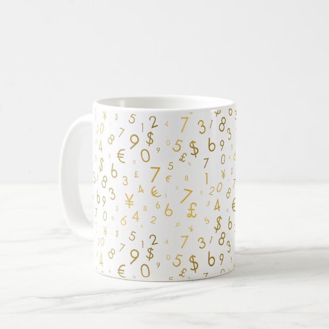Mug Gold Luxury Numéros & Devise Symboles Motif (Devant gauche)