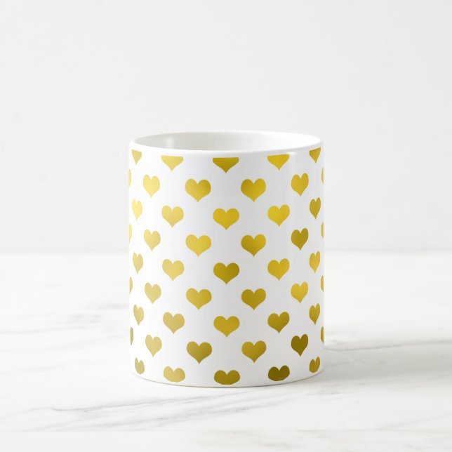 Mug Gold Metallic Faux Foil Hearts Polka Dot Heart (Centre)