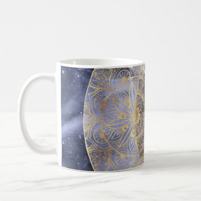 Mug Gold Moon Sun Mandala Celestial Design (Gauche)