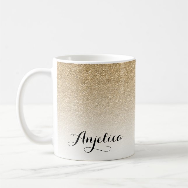 Mug Gold Ombre Faux Nom de la Parties scintillant Café (Gauche)