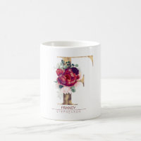 Gold Parties scintillant F Monogramme Floral Bourg
