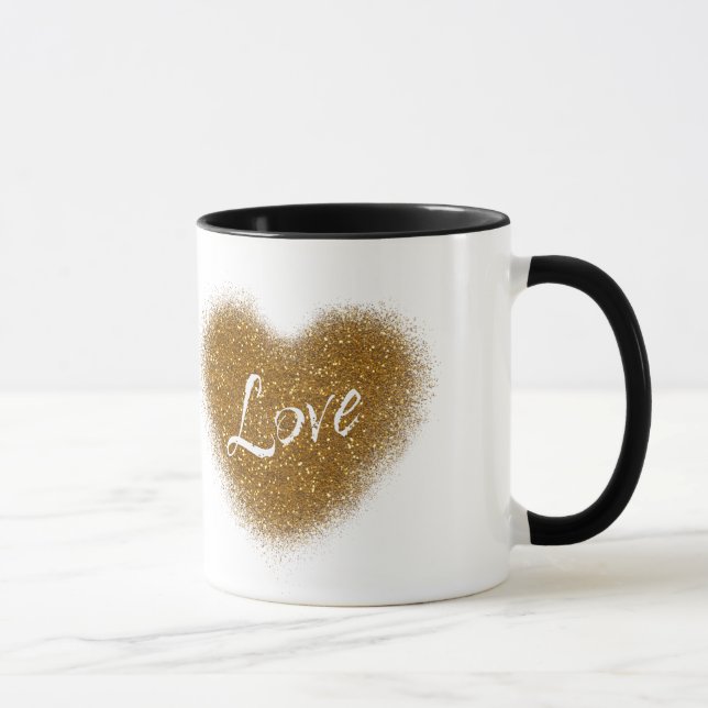 Mug Gold Parties scintillant LOVE Coeur Personnalisé C (Droite)
