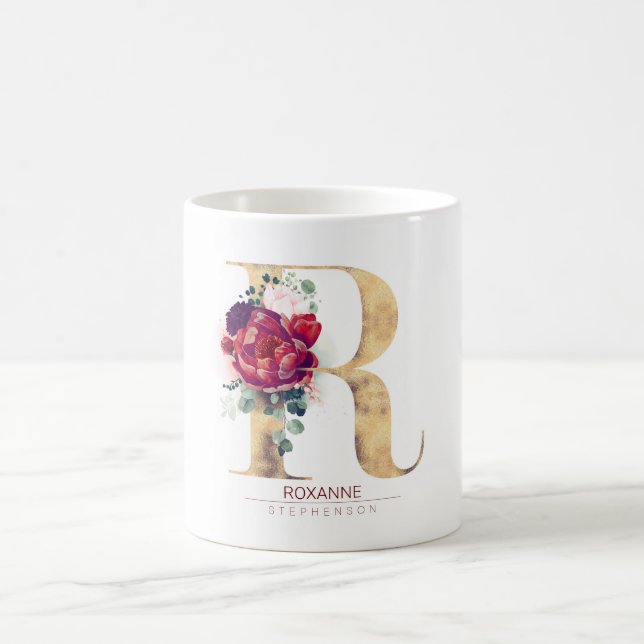 Mug Gold Parties scintillant R Monogramme Floral Bourg (Centre)