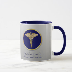 Mug Gold Professional Caduceus Médicale Blue