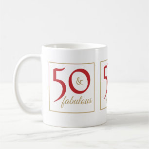 Mug Gold Red 50 & Fabulous Birthday
