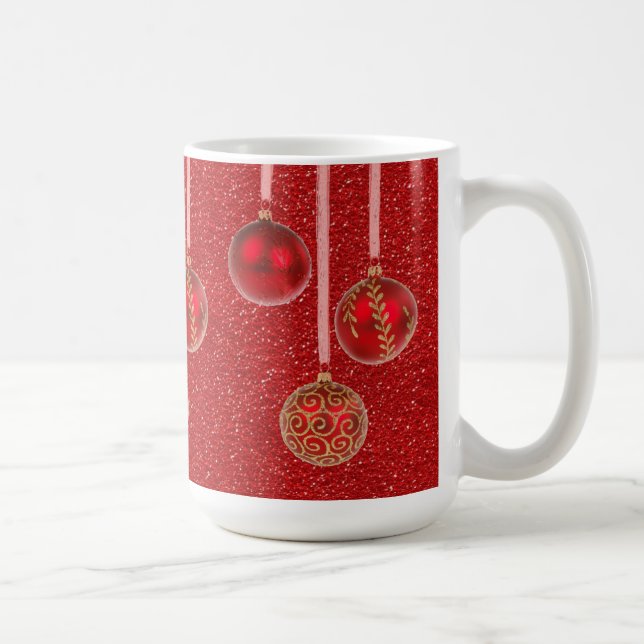 Mug Gold Red Parties scintillant Joyeux Noël Baubles M (Droite)