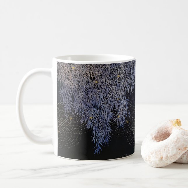 Mug Gold Ripples Leafs cuites Bleu Petit déjeuner comp (Avec donut)