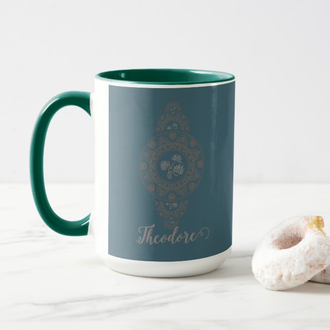 Mug Gold Rococo Lotus Ornamental Mandala (Avec donut)