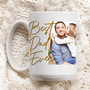 Mug Gold Script Meilleur papa Jamais Photo Anniversair
