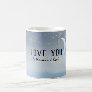 Mug Gold Stars Moon Blue Ombre