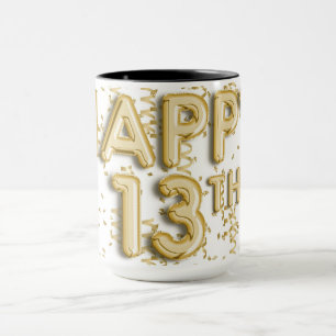 Mug Gold Streamers Joyeux 13e anniversaire