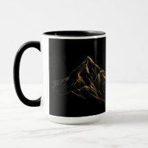 Gold textured abstract mountain lineart