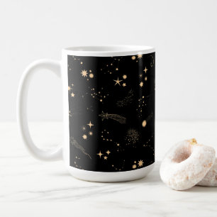Mug Gold tournait étoiles comètes planètes ciel nuit