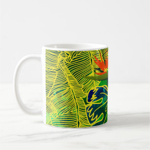Mug Gold Tropical Jungle Vert Feuille Aquarelle