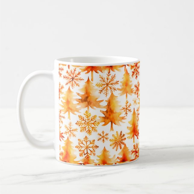 Mug Golden Christmas, Gold pines and gold snowflakes (Gauche)
