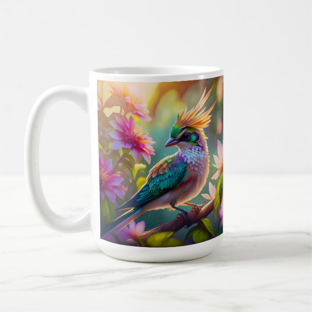 Mug Golden Crested Green Headed Finch Imaginaire Oisea (Gauche)