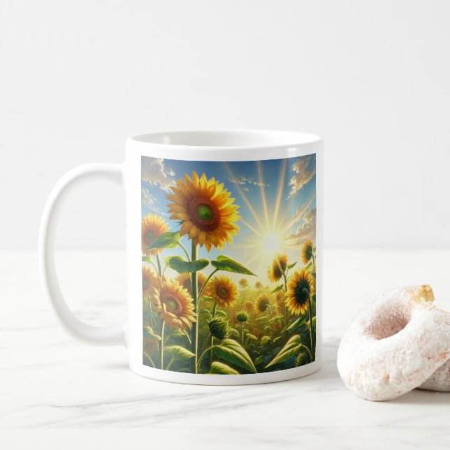 Mug Golden Embrace Tournesol personnalisable (Avec donut)