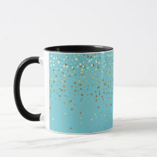 Mug Golden Petite Stars Aqua à café à deux tons