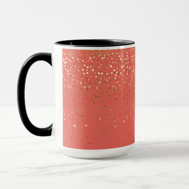 Mug Golden Petite Stars Café à deux tons Mug-Coral (Gauche)