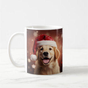 Mug Golden Retriever à Santa Hat