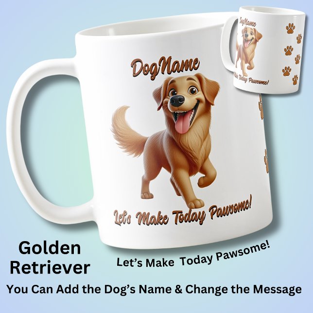 Mug Golden Retriever, Ajouter le nom du chien, modifie (Créateur téléchargé)
