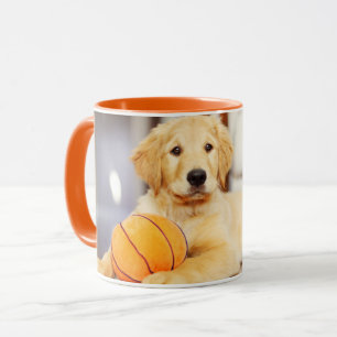 Mug Golden Retriever avec un jouet de basket