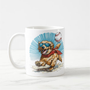Mug Golden Retriever Chien Jouant Au Baseball