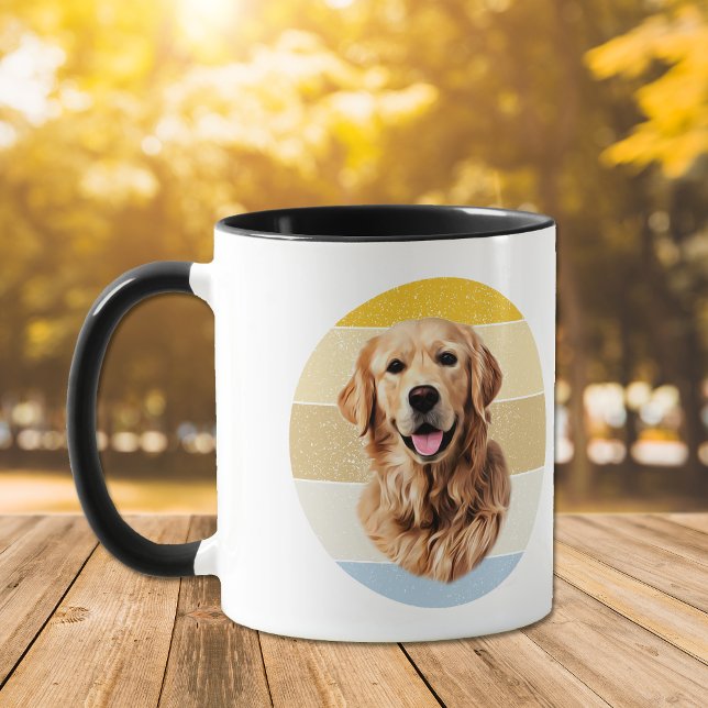 Mug Golden Retriever Chien Retro Sunset Musique (Créateur téléchargé)