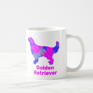 Mug Golden Retriever Chien rose et bleu blanc Abstrait