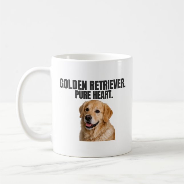 Mug Golden Retriever. Cœur pur. Café pour amateur de c (Gauche)